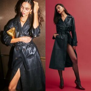 REFORMATION Veda Ashland Leather Black Trench XS